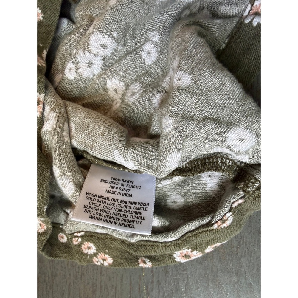 Arizona Jean Co Womens XS Olive Green Floral Daisy Smocked Mini Sundress Rayon - Picture 3 of 4